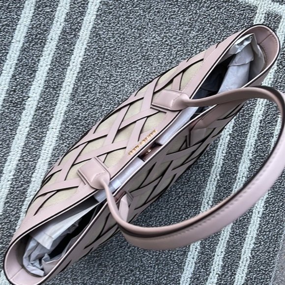 Michael Kors Sienna Large Tote Shoulder Bag Powder Blush Leather Canvas - Picture 6 of 16